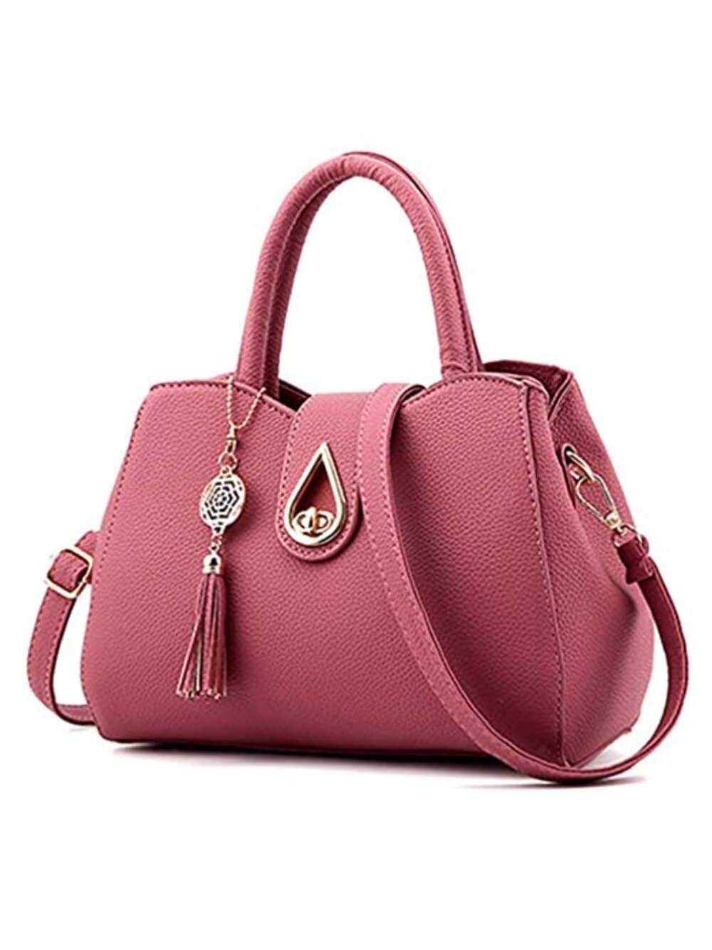 PU Leather Handbag Twist-Lock 3 Compartments Top-Handle